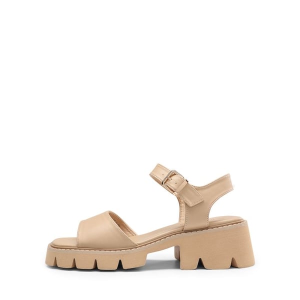 Platform Ankle Strap Chunky Heel Sandals  - NUDE - 2
